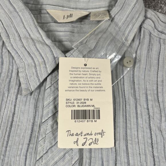 J Jill Button Up Blouse Womens Medium Linen Rayon Boho Bohemian Relaxed - Picture 5 of 12